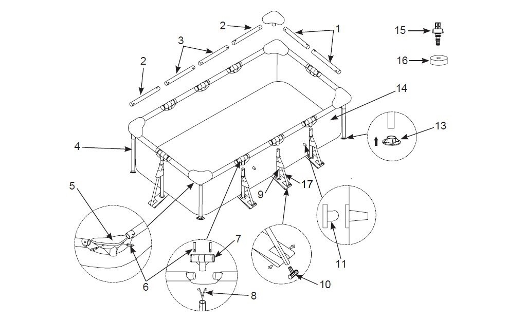 Прямоугольный бассейн INTEX Rectangular Frame