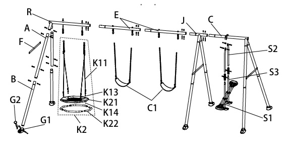 Качеля INTEX с 5-функциональным набором