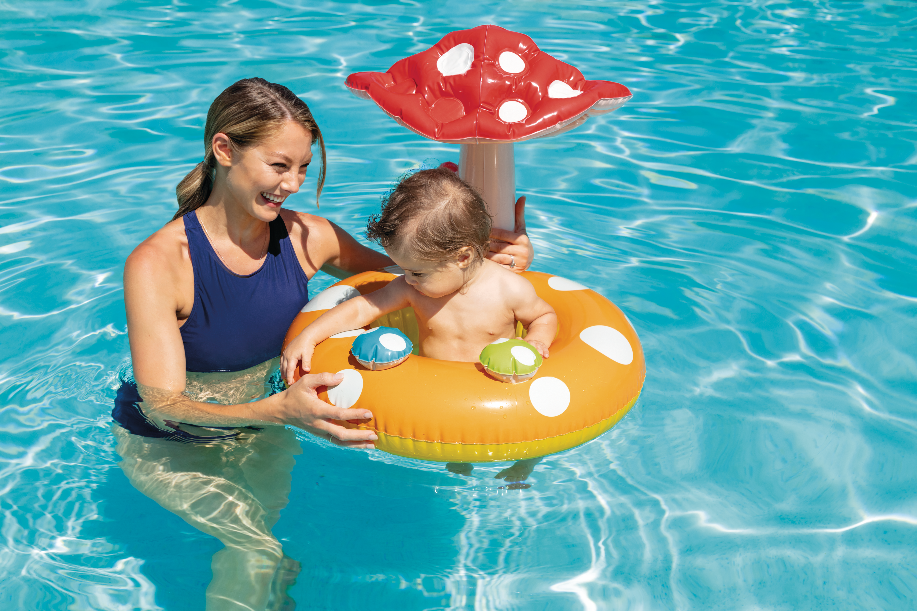 Надувний пліт-круг INTEX Mushroom  Kiddie з отворами для ніг