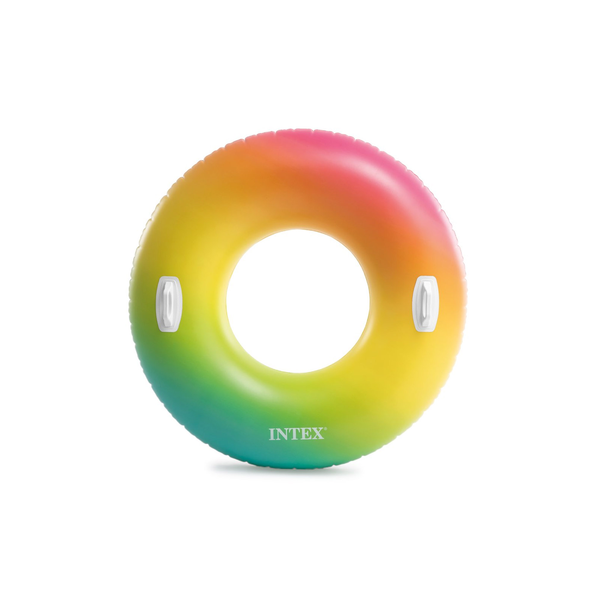 Надувний круг з ручками INTEX Raibow Ombre