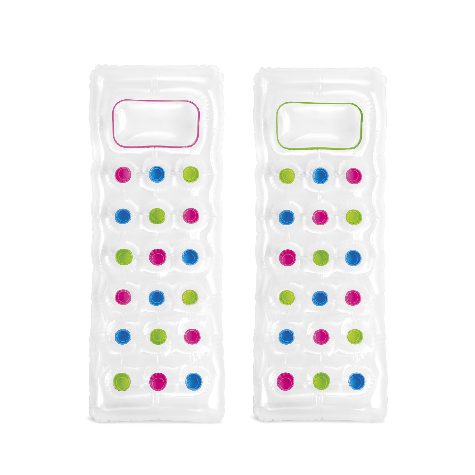 Надувной прозрачный матрас INTEX 18 отверстий с подушкой