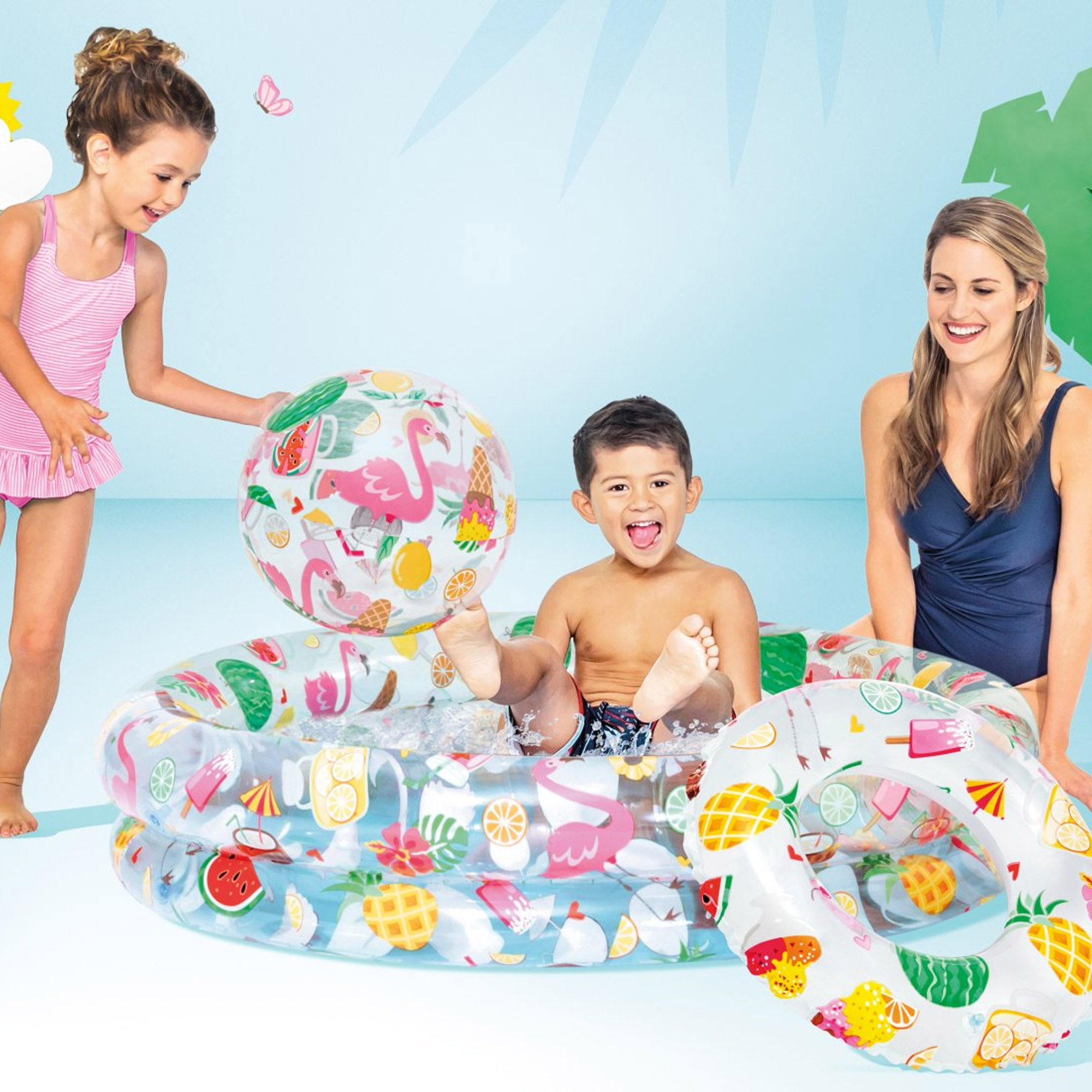 Набор INTEX надувной бассейн, круг, мяч Ice Pop