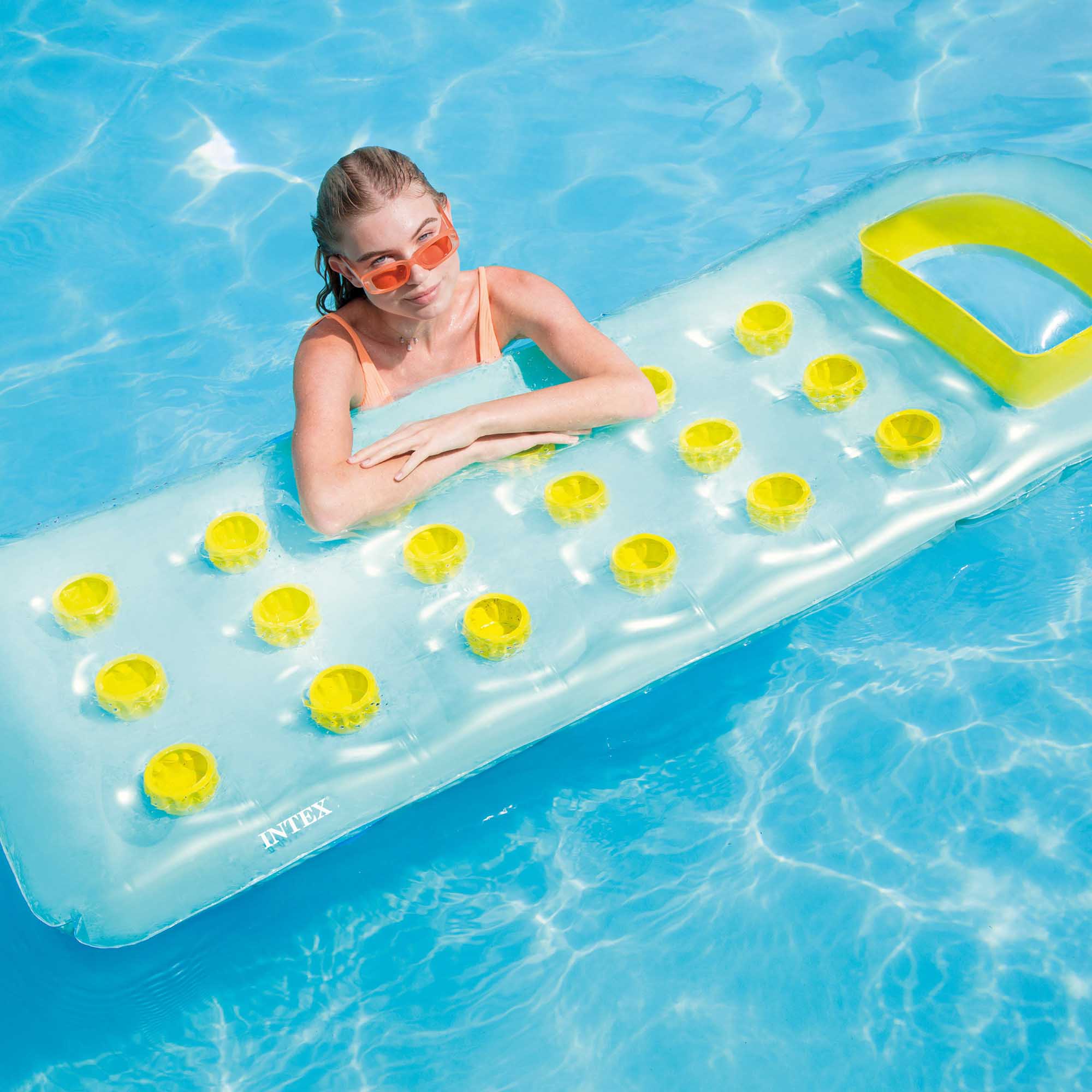 Надувний матрац 18 отворів з подушкою-ілюмінатором