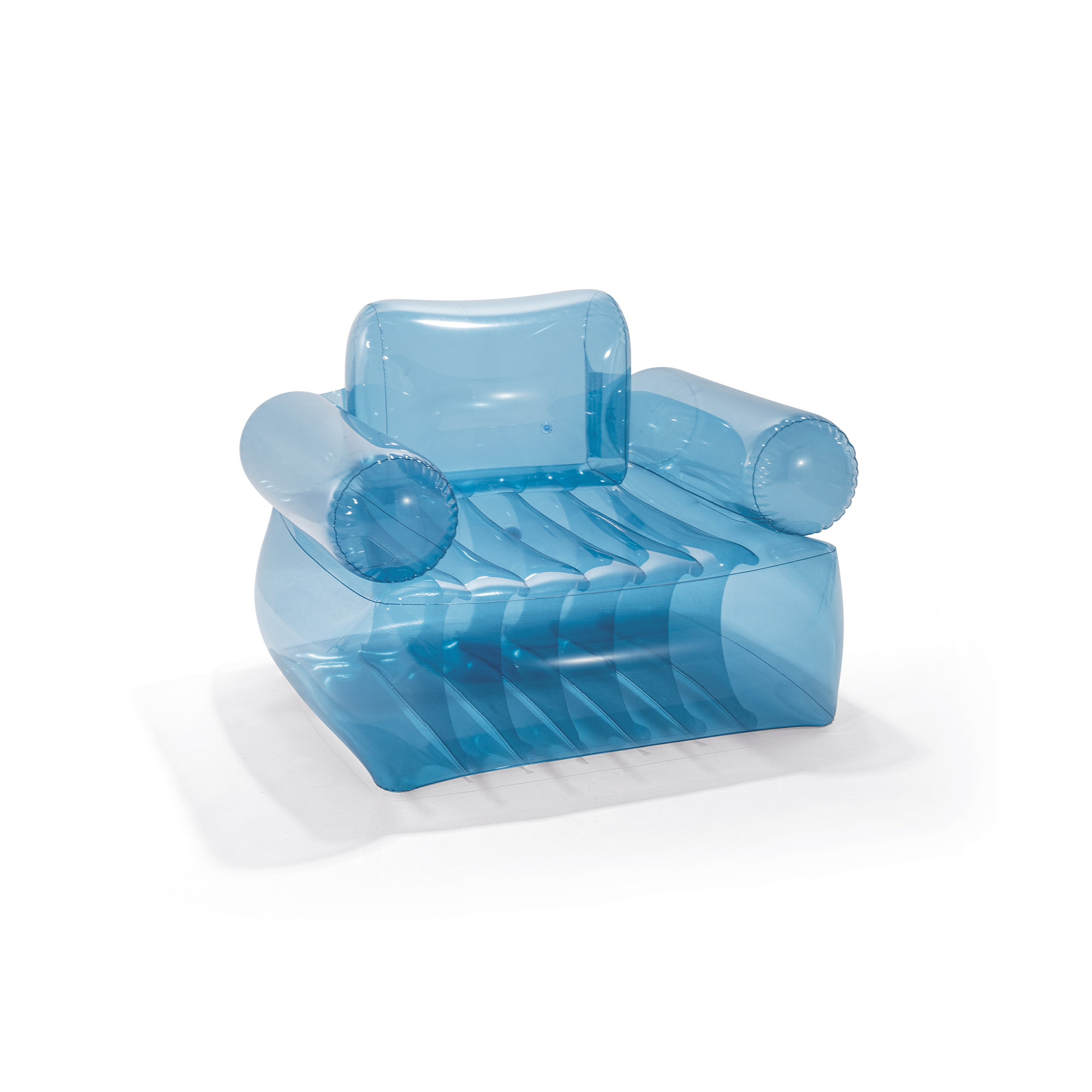 Прозрачное синее надувное кресло INTEX с подлокотниками